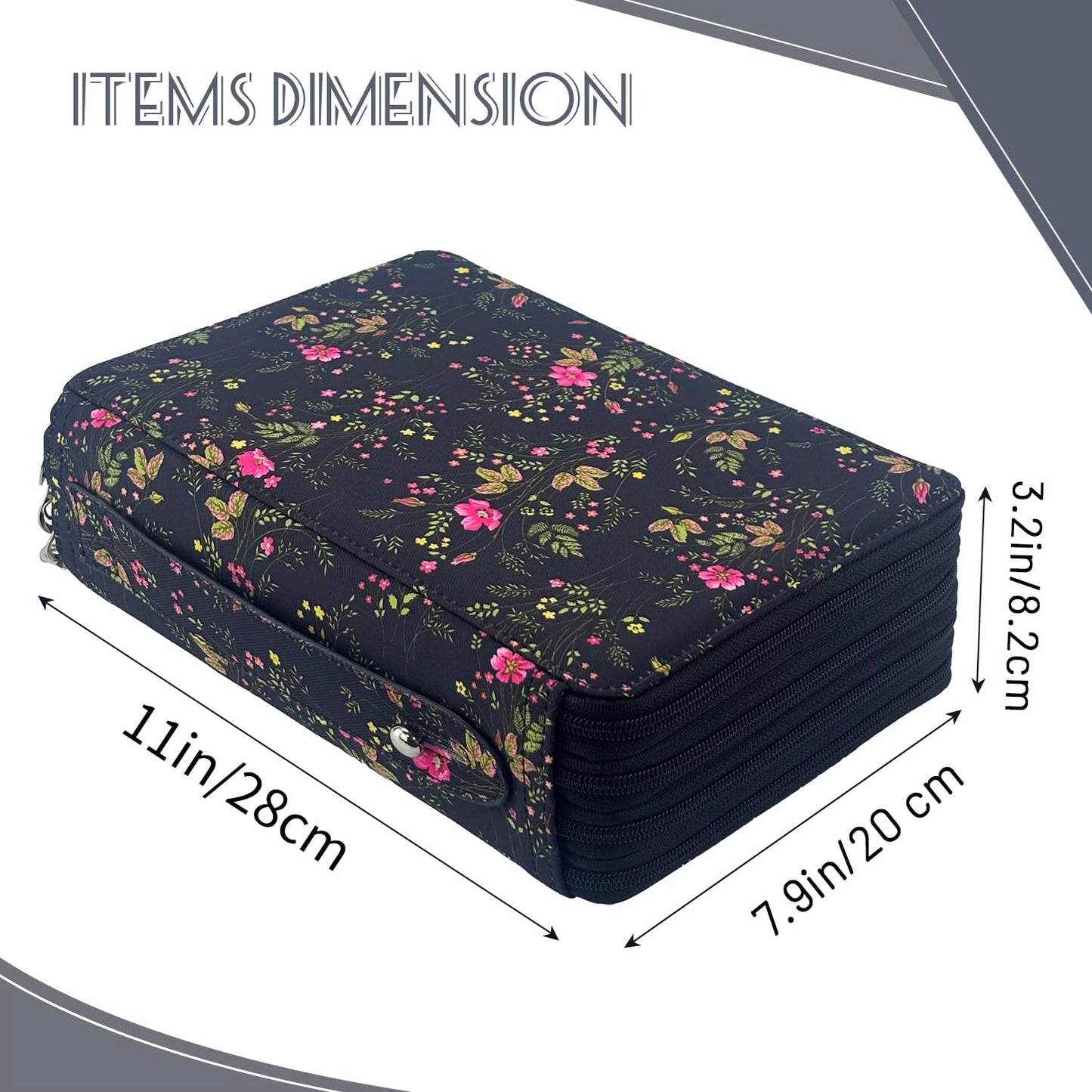 YOUNGCOL 200 Slots Colored Pencil Case,Pen Organizer Black Floral