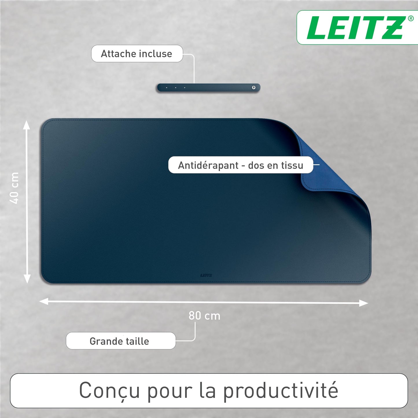 Leitz Large Desk Pad: Waterproof Non-Slip Desk Pad, Keyboard Mouse Pad for Office or Home Durable