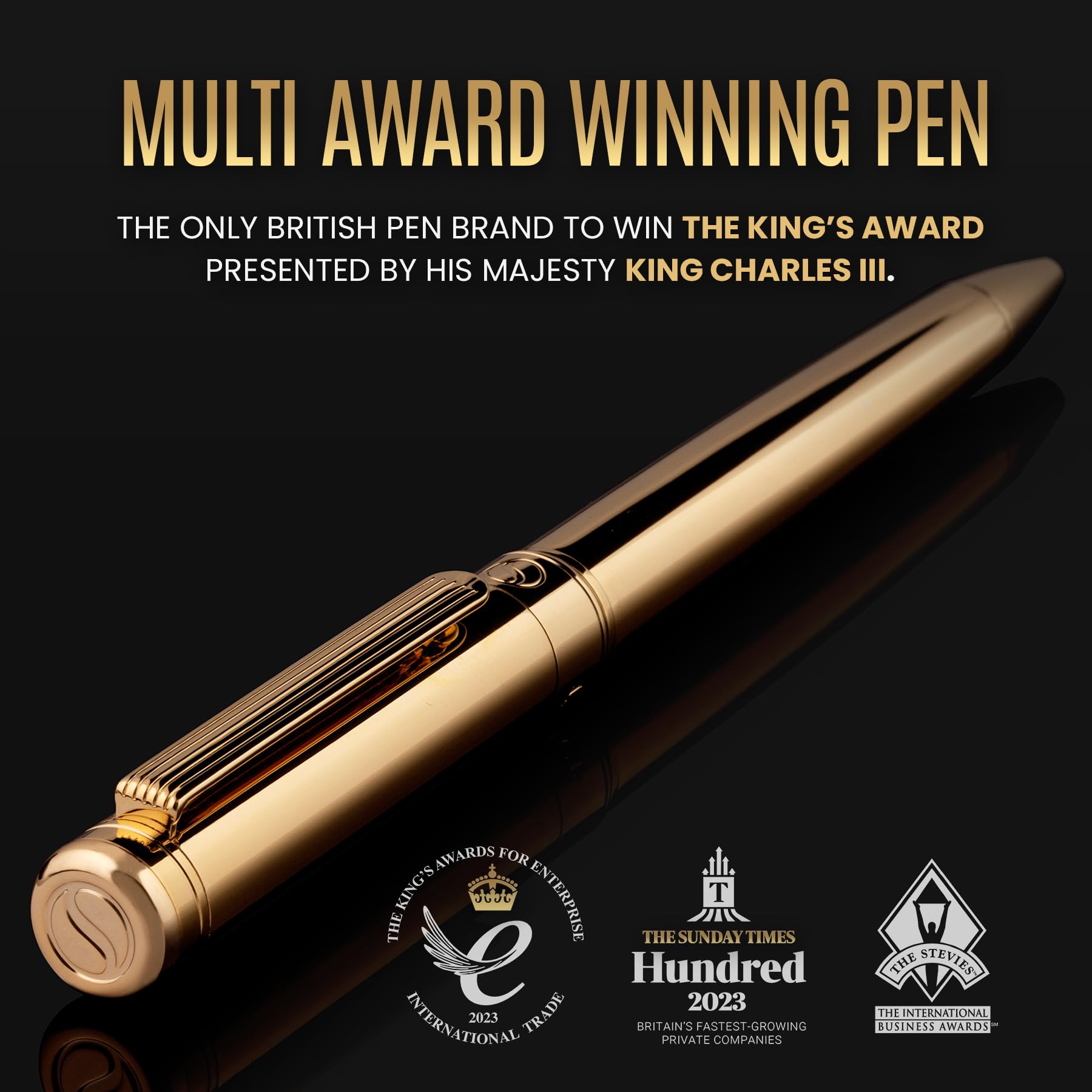 Scriveiner Gold Ballpoint Pen - Stunning Luxury Pen, Real Gold Plating, Schmidt Black Refill, Best
