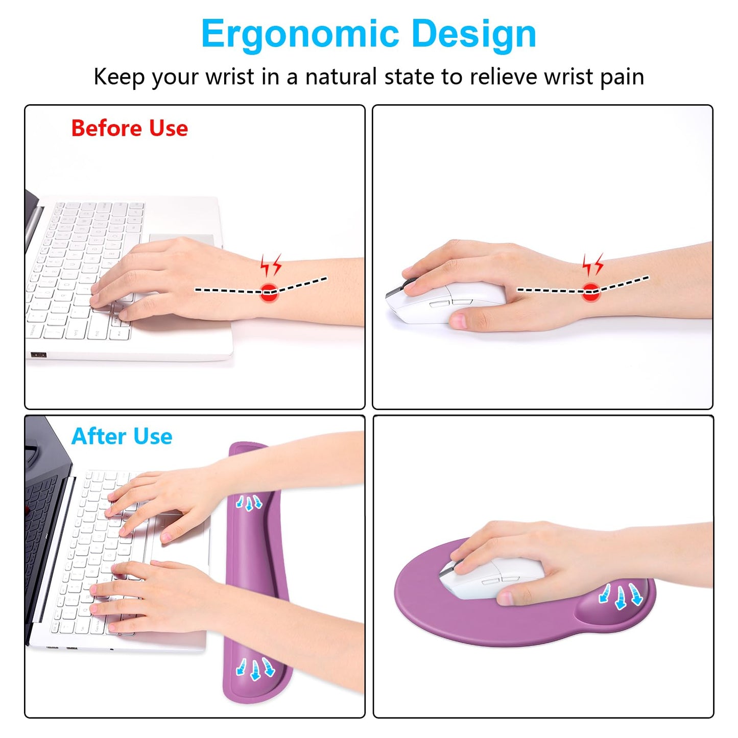 Dapesuom Keyboard Wrist Rest and Mouse Pad with Wrist Support, Cute Memory Foam Cushion for