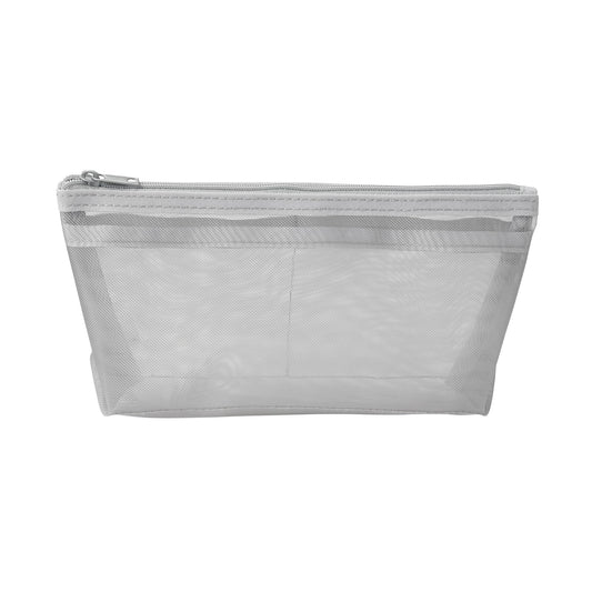 無印良品 MUJI NDE05A1S Nylon Mesh Pen Case with Gusset, Gray, Approx. Width 6.7 x Height 3.9 x Depth