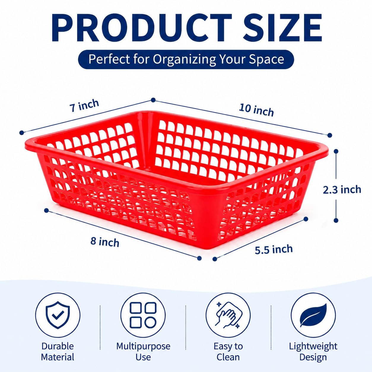 Jucoan 20 Pack Classroom Storage Baskets,10 x 7 x 2.5 Inch Colorful Stackable Desktop Plastic