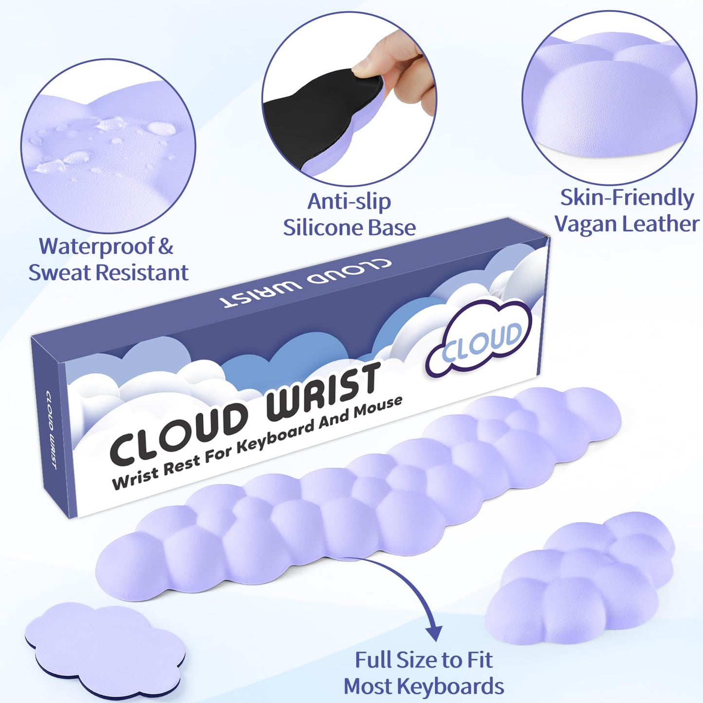 Sushret Cloud Wrist Rest for Keyboard and Mouse, Cloud Keyboard Wrist Rest