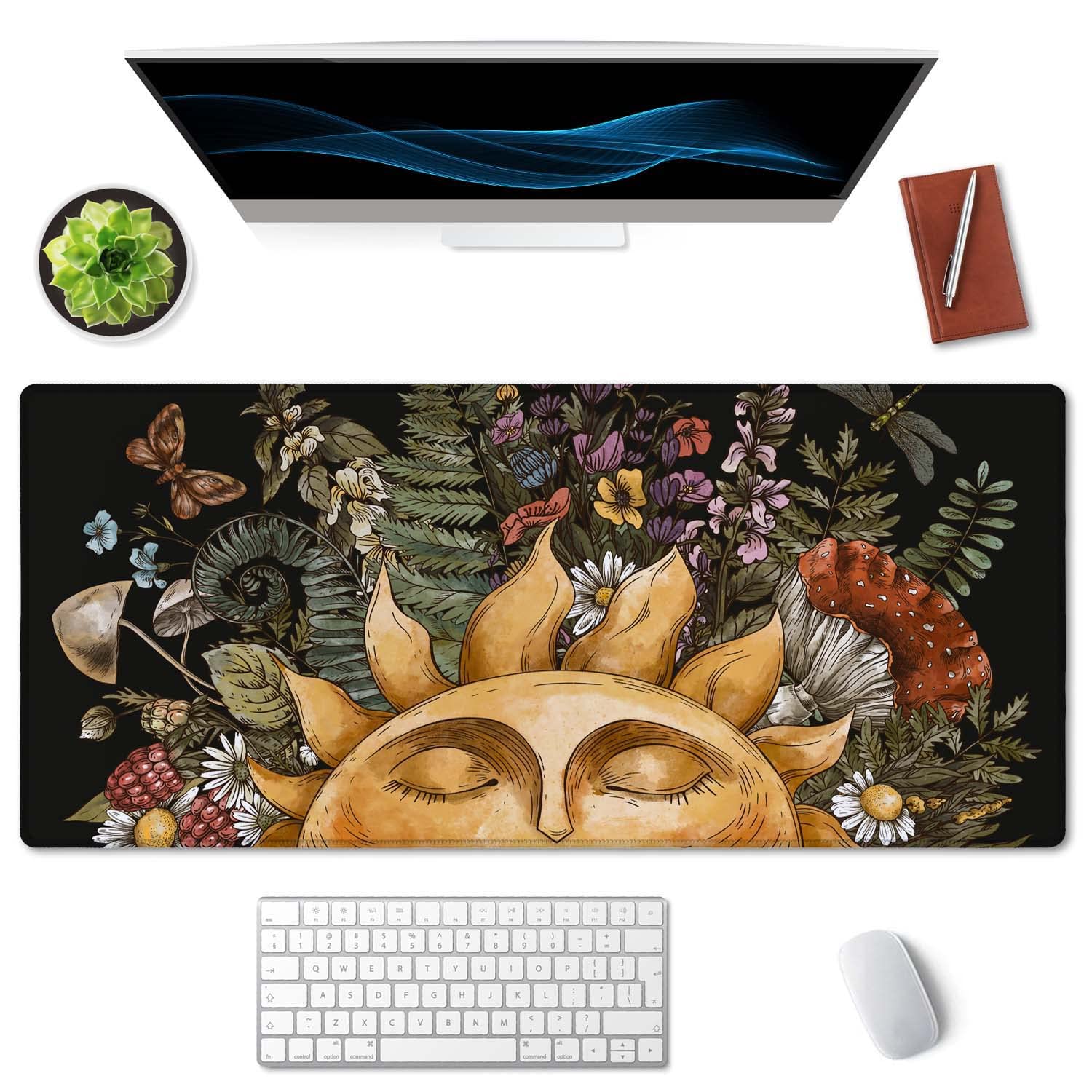 SSOIU Vintage Sun with Woodland Treasures, Amanita Mushroom, Fern, Forest Plants Sun Forest