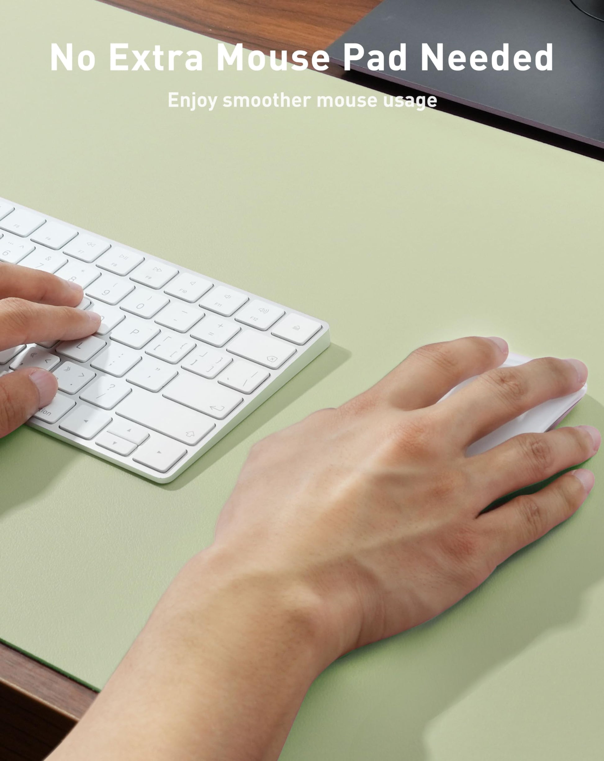 Aothia Faux Leather Desk Mat - Large Mouse Pad, Non-Slip PU Leather Blotter, Waterproof Writing