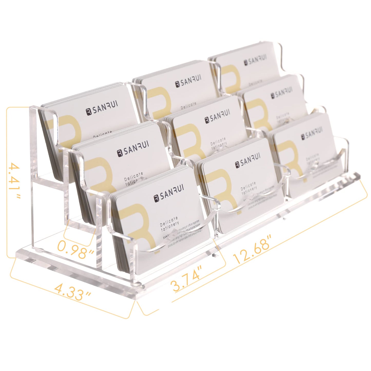 SANRUI Acrylic Business Card Holder, Clear Desk Card Organizer Stand 9 Slot