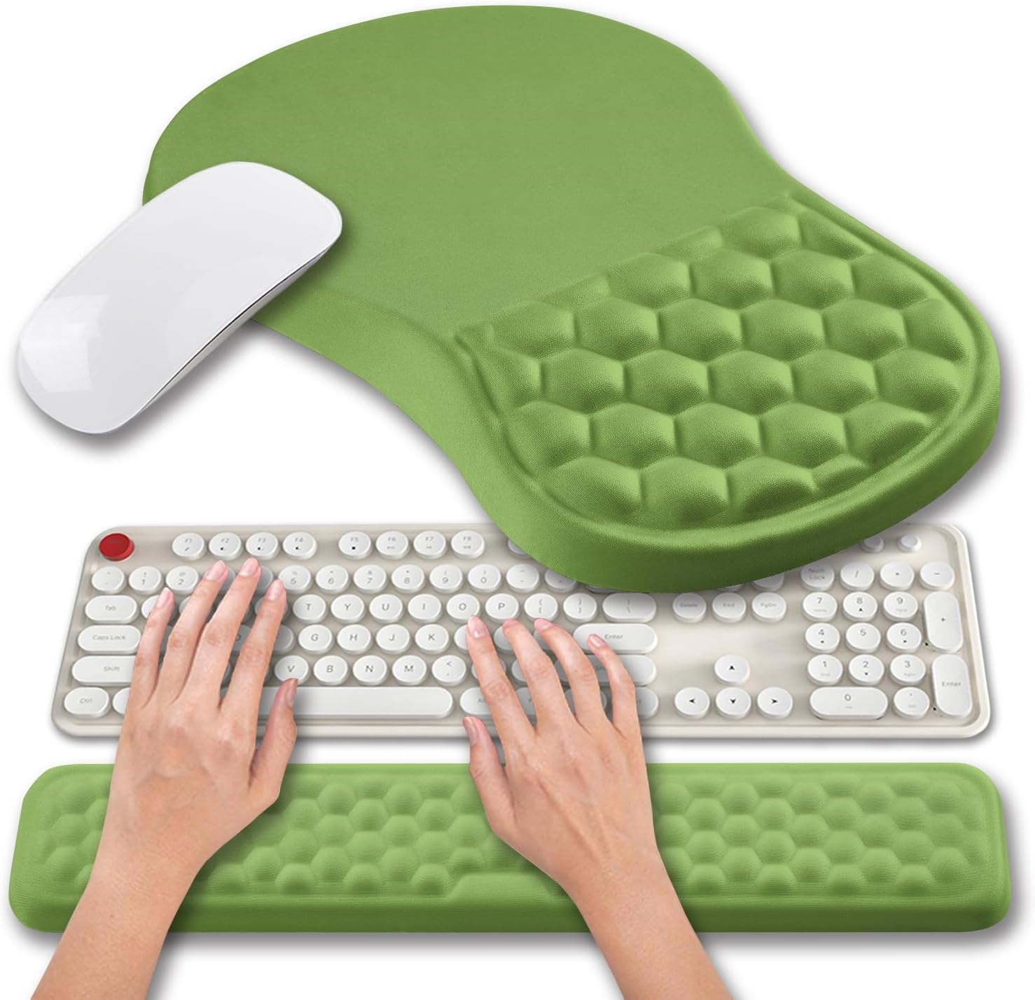Hokafenle 2 in 1 Ergonomic Mouse Pad Wrist Support & Wrist Rest for Computer Keyboard Set, with