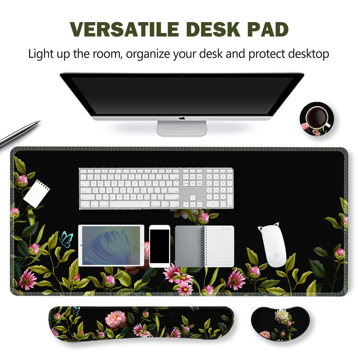 ARTSO Gaming Mouse Pad Wrist Support Set, XXL Large Desk Mat Mousepad + Keyboard Wrist Support+