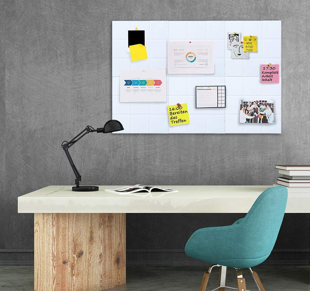 Uoisaiko Large Cork Board Felt Board Tiles for Walls with 30 Push Pins, 11.8"x11.8" Pack of 6 Pin