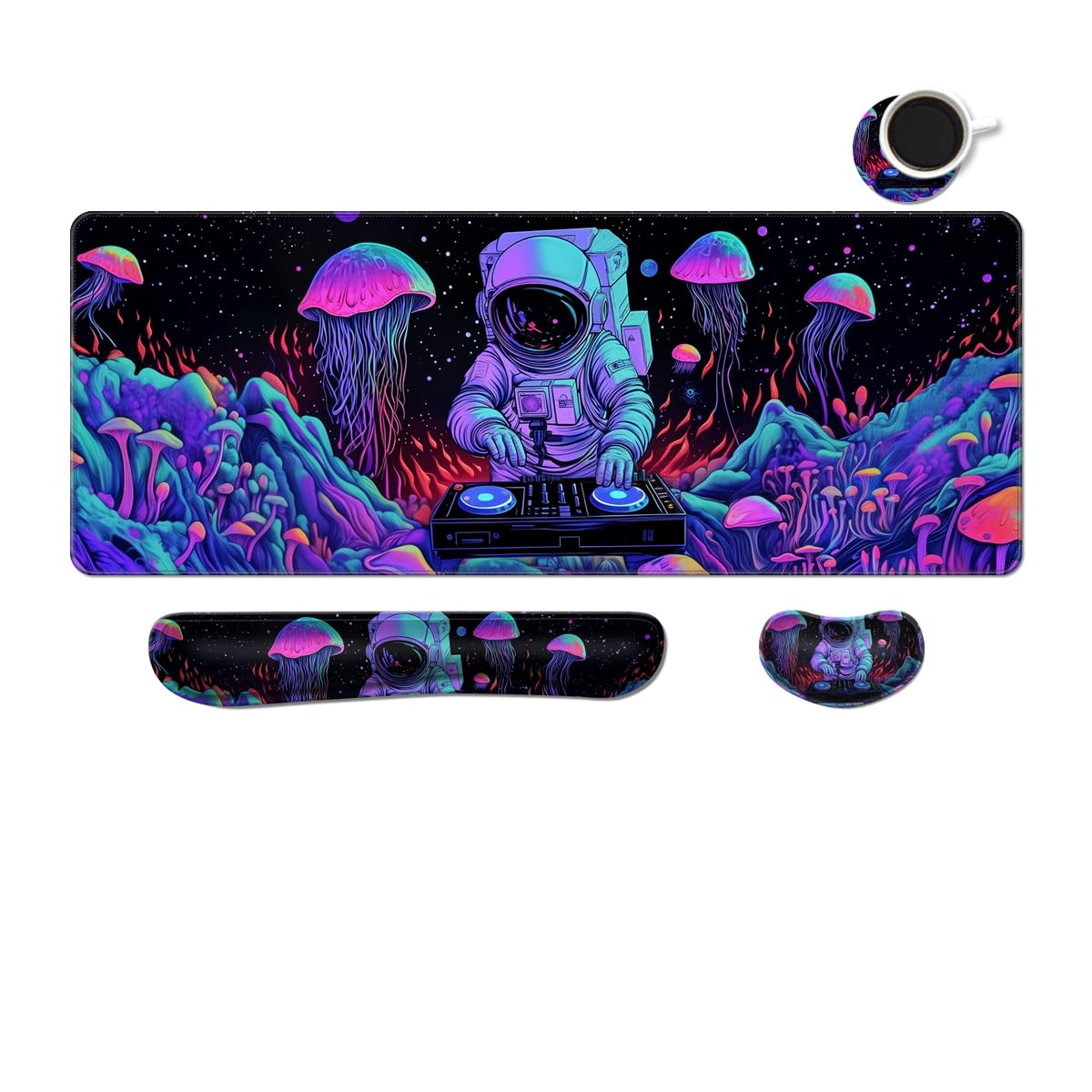Desk Mat, Large Gaming Mouse Pad with Wrist Rest, 4 in1 XXL Mouse pad+Keyboard Wrist Rest+Mouse Pad