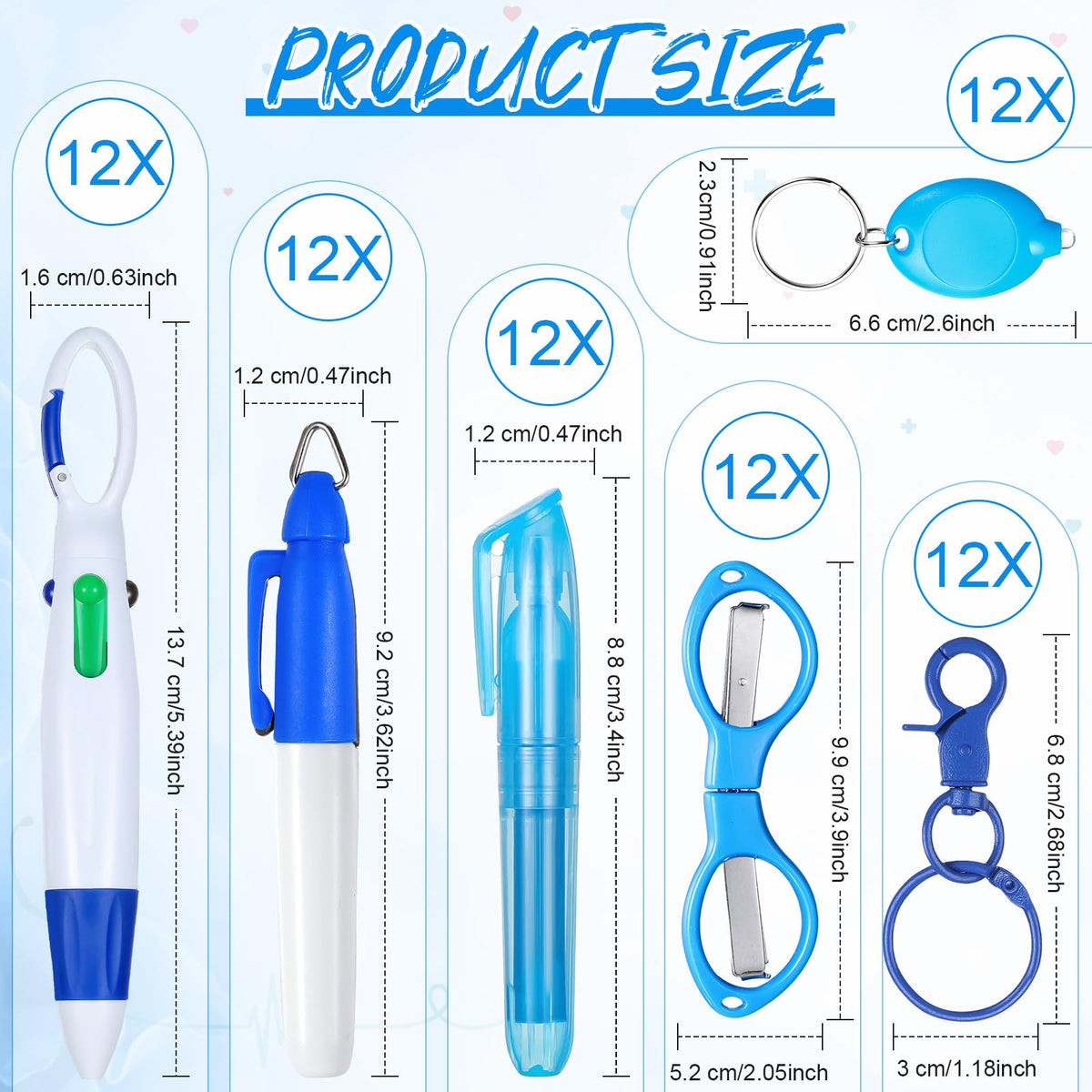 Glenmal 72 Pcs Nurse Pen Set for Badge Reel Mini Pens, Simple