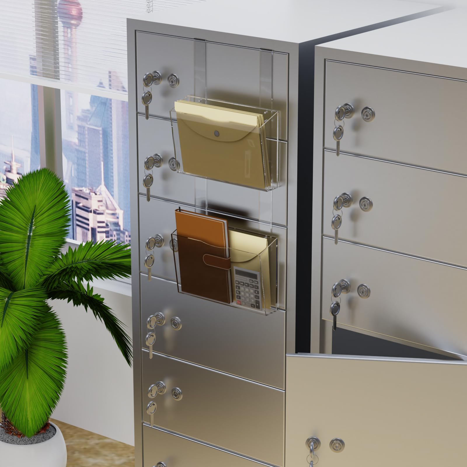 2 Tier Clear Acrylic Wall Hanging File Organizer Over the Door File Holder