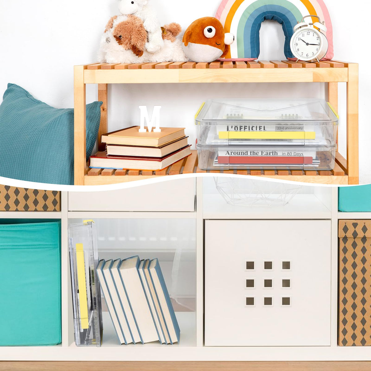 Marte Vanci Plastic Storage Bin with Lid Portable Project Case with Handle Clear Storage Box