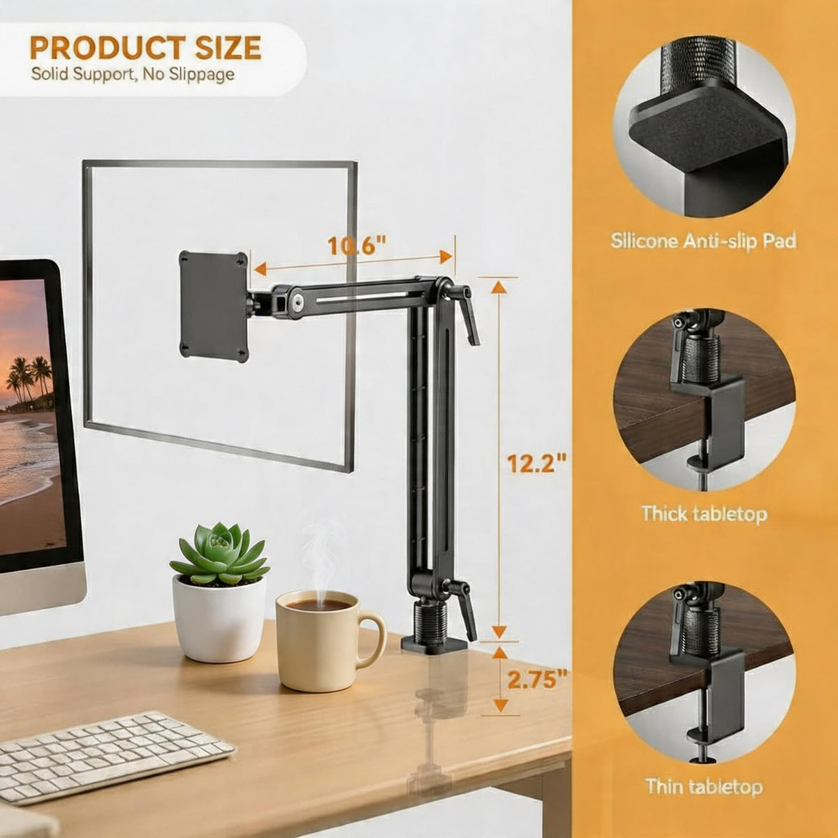 Feising Portable Monitor Holder Mount Arm with Strong Magnetic 360° Rotating Base Bearing Over 5LBS