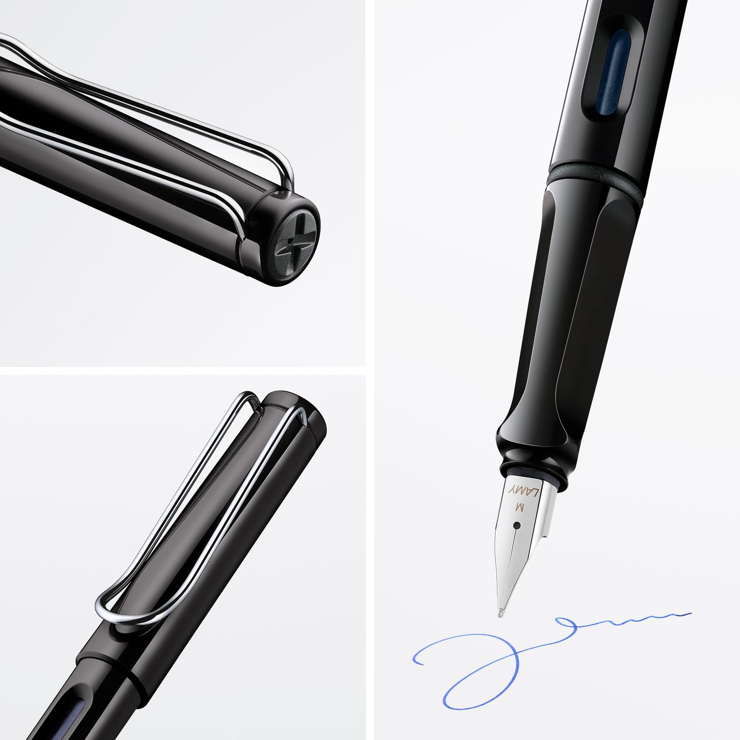 LAMY safari black - Fountain Pen with ergonomic grip & polished steel nib in size F - ideal for any