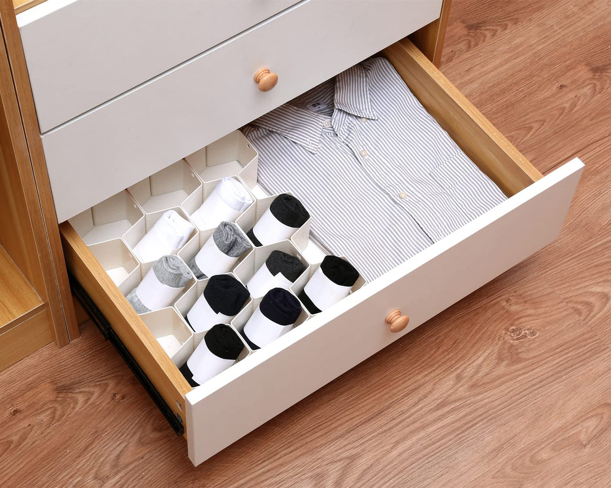 Natzerat Honeycomb drawer organizer and divider, underwear, socks, tie sorter, office supplies and