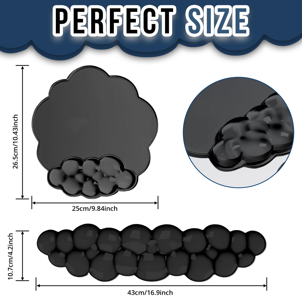 Keyboard Wrist Rest Set — Ergonomic Cloud Wrist Rest Keyboard and Mouse Pad, Non-Slip Desk
