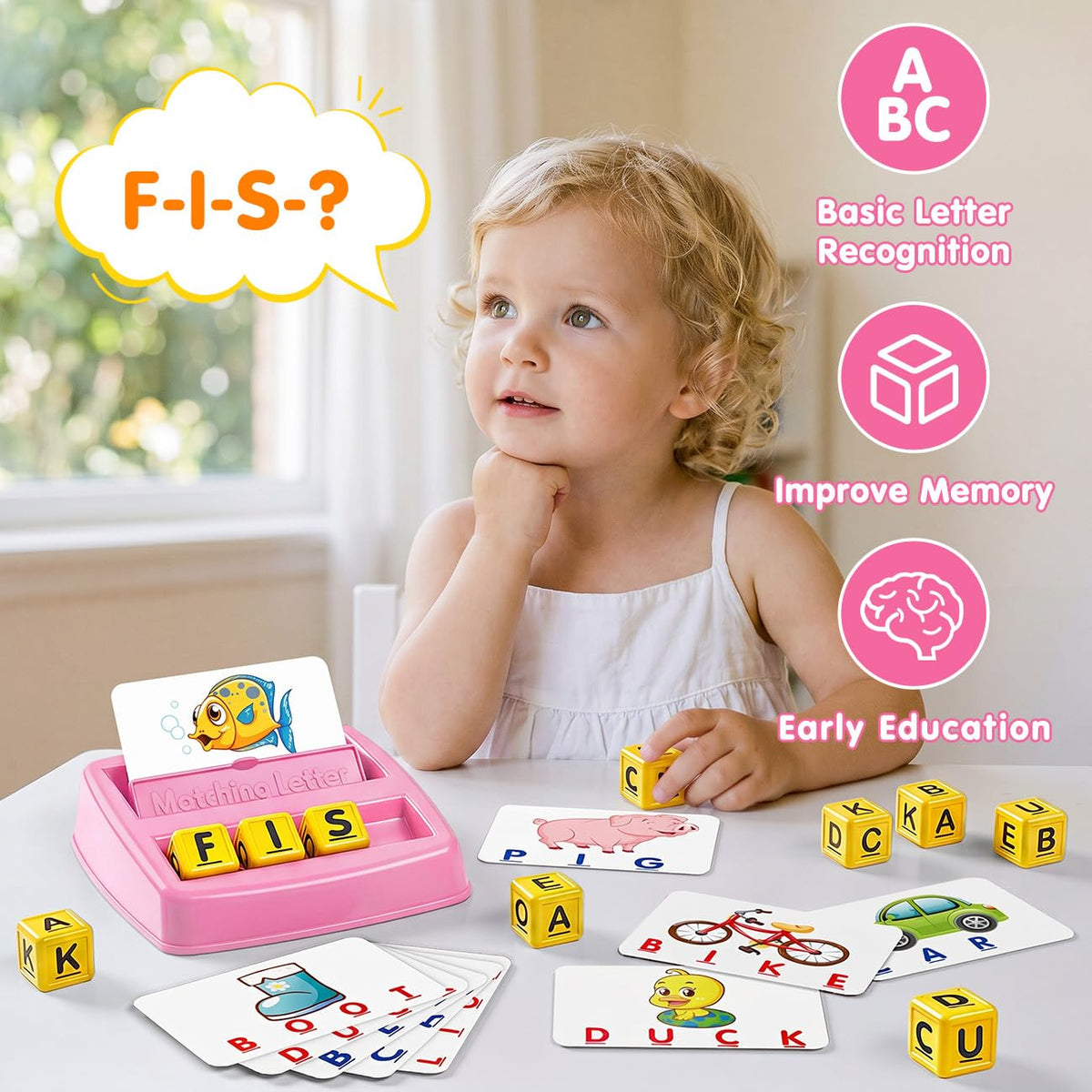 NARRIO Educational Toys for 3 4 5 Year Old Girl, Matching Letter Game Puzzles for Kids Ages 4-6