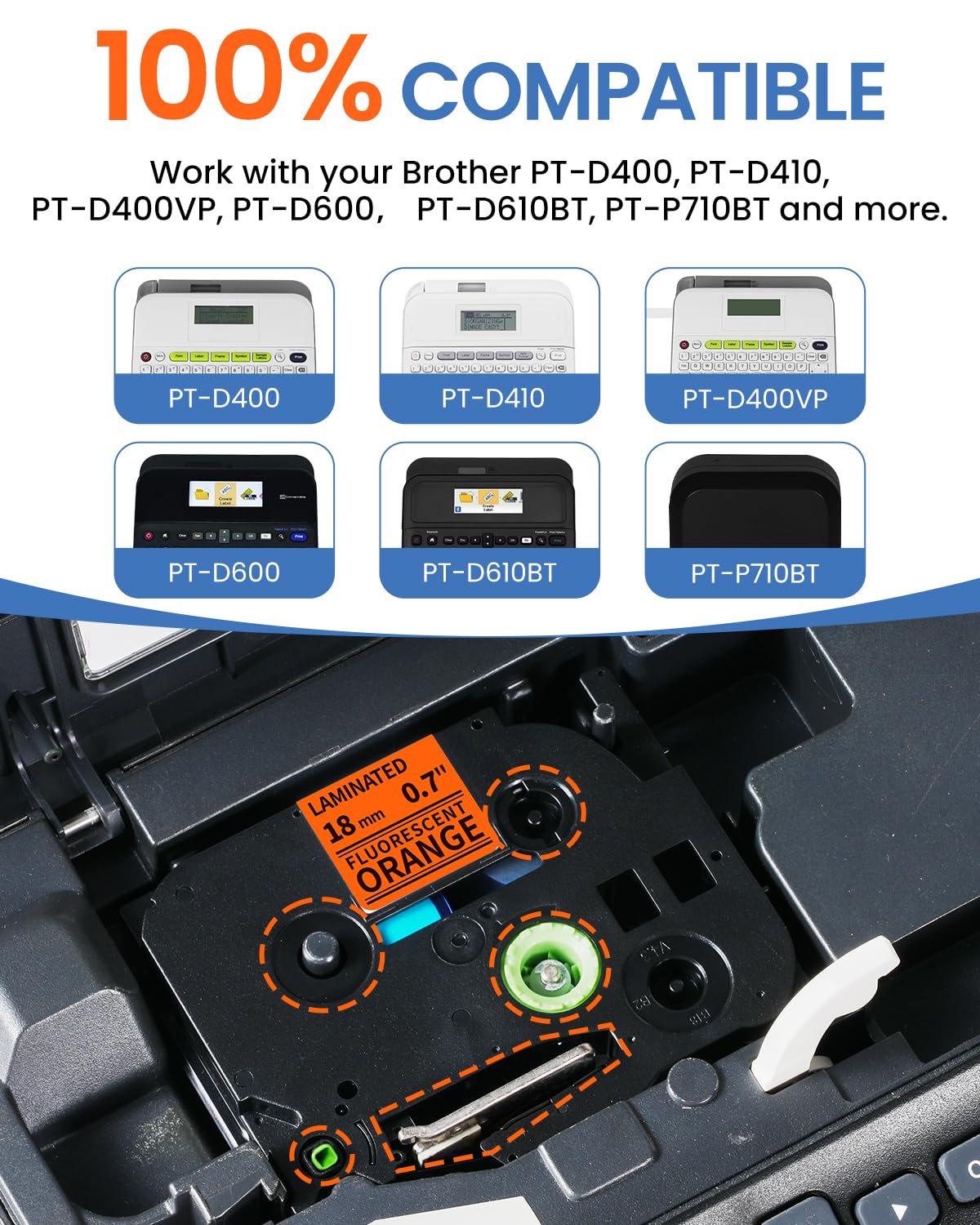 18mm TZe TZ Label Maker Tape Replacement for Brother P Touch Label Colored