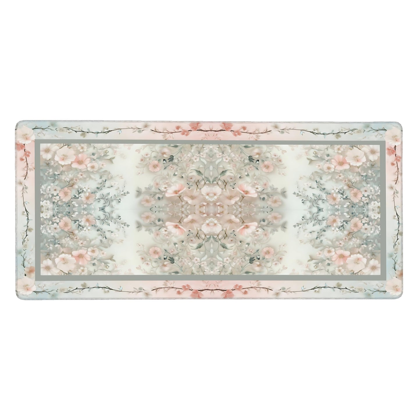Cute Floral Aesthetic Daisy Gaming Mouse Pad, Morandi Rug Desk Mat with Anti-Slip Base & Stitched