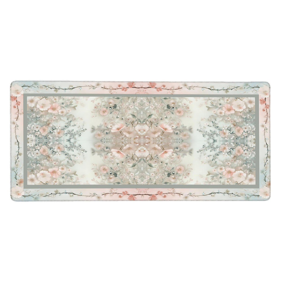 Cute Floral Aesthetic Daisy Gaming Mouse Pad, Morandi Rug Desk Mat with Anti-Slip Base & Stitched