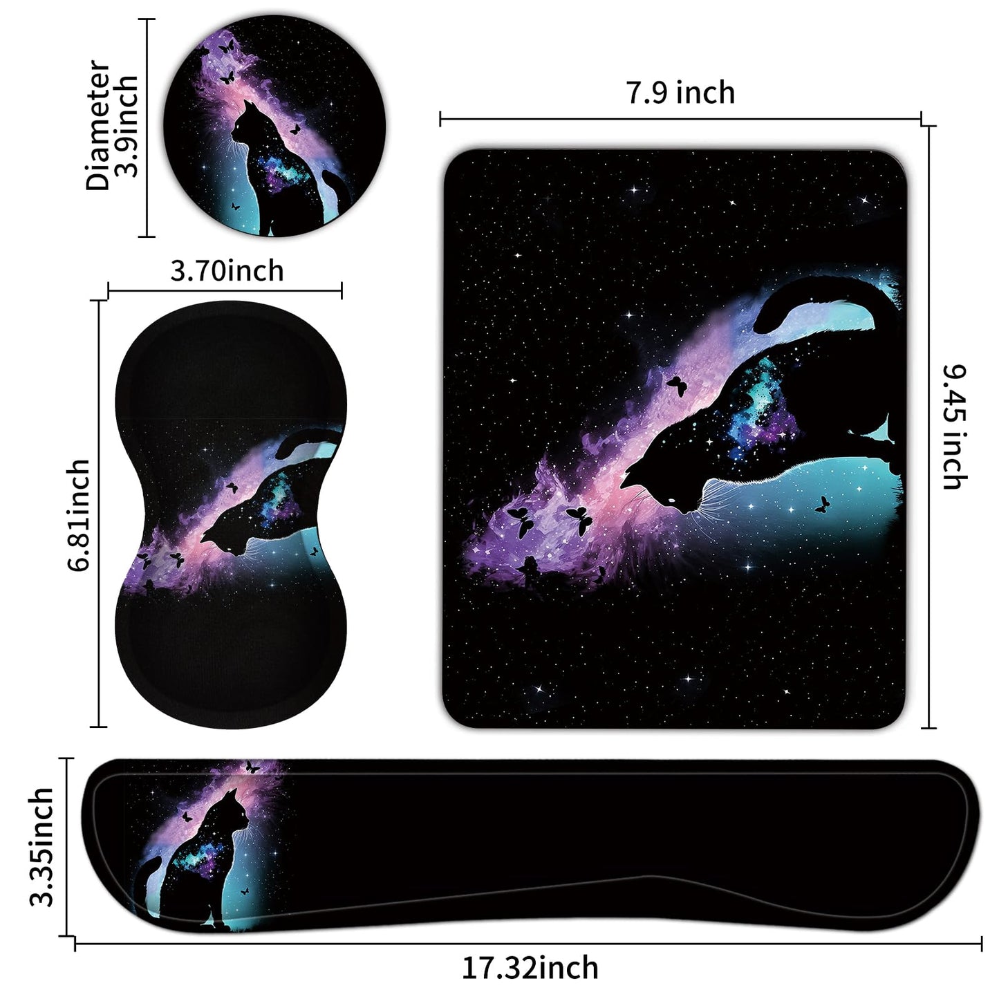 Keyboard Wrist Rest + Mouse Pad + Mouse Wrist Rest Support Set + Coaster, Ergonomic Memory Foam