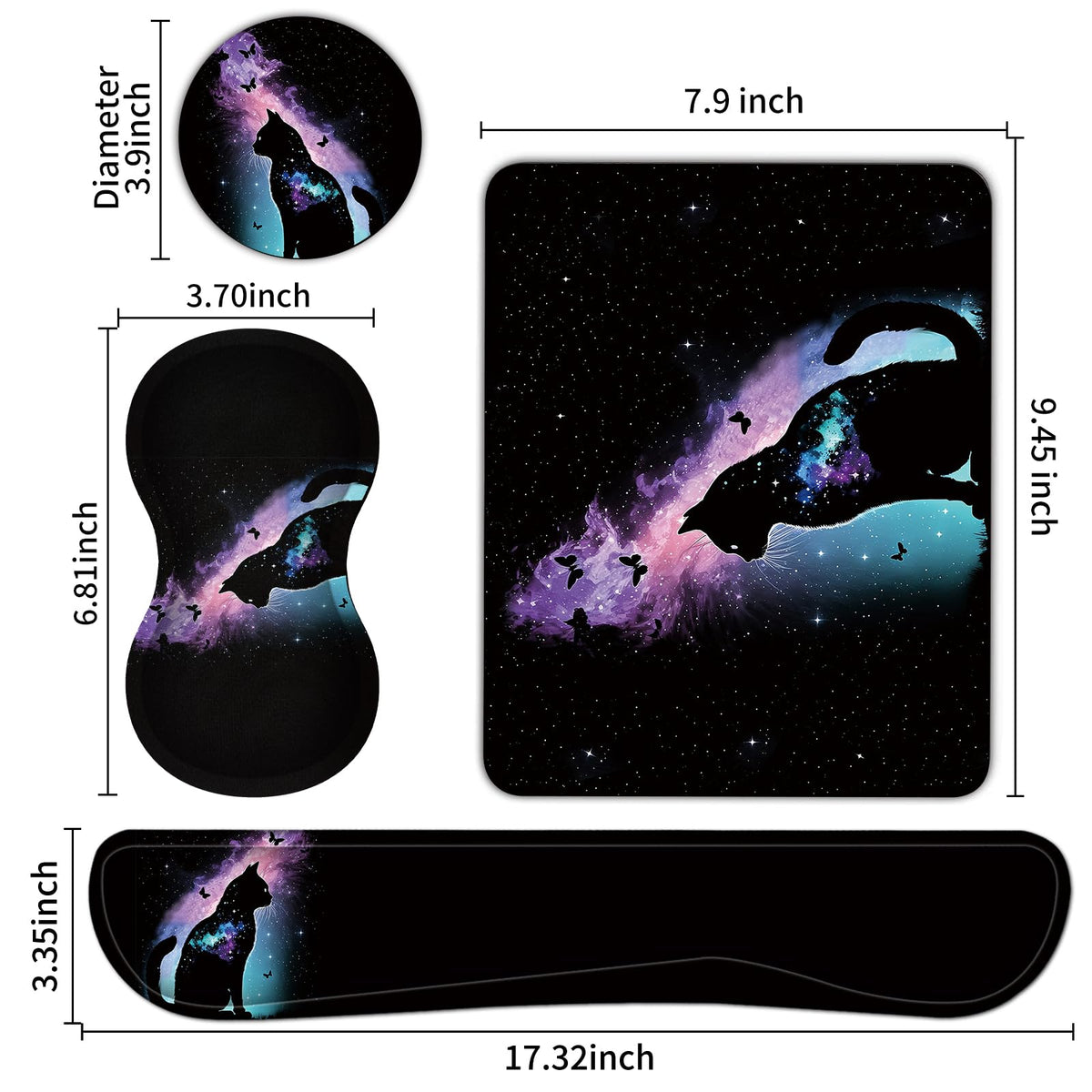 Keyboard Wrist Rest + Mouse Pad + Mouse Wrist Rest Support Set + Coaster, Ergonomic Memory Foam