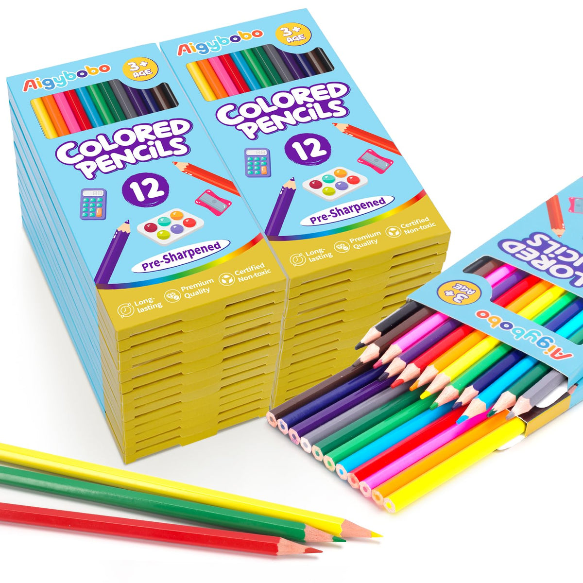30 Pack Colored Pencils, Color Pencils Bulk for Kids Classroom, 360 Count