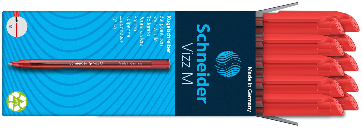 Schneider Vizz 102202 Ballpoint Pen for Easy and Quick Writing - Colour Ink Barrel - Medium Line