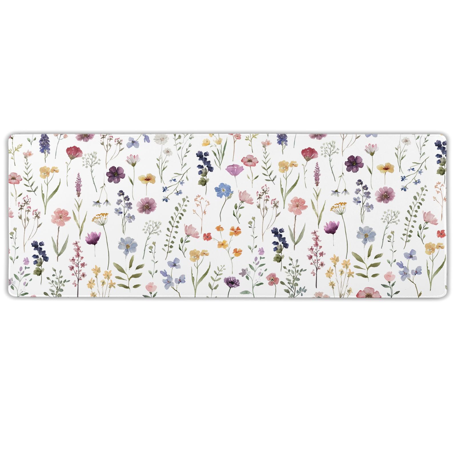 Floral Desk Mat Large Extend Mouse Pad XL Beige Boho Desk Pad 31.5x11.8 Inch Cute Minimalist