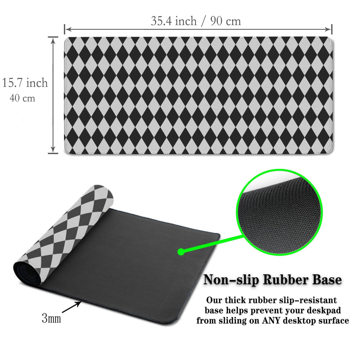 Samgula Computer Mat Black and White Desk Mat Large, Big Mouse Pad Gaming Desk Mats, Mouse Pad