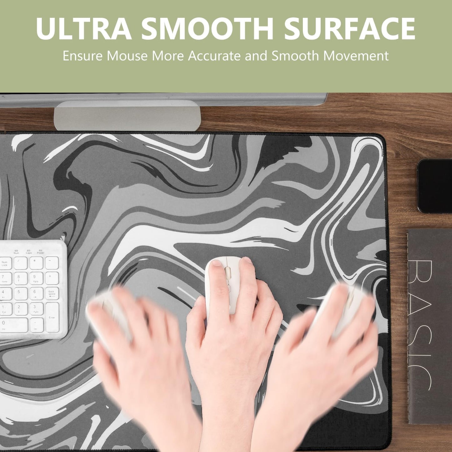 Rcege Large Gaming Mouse Pad Extended Desk Mat with Non Slip Stitched Edge