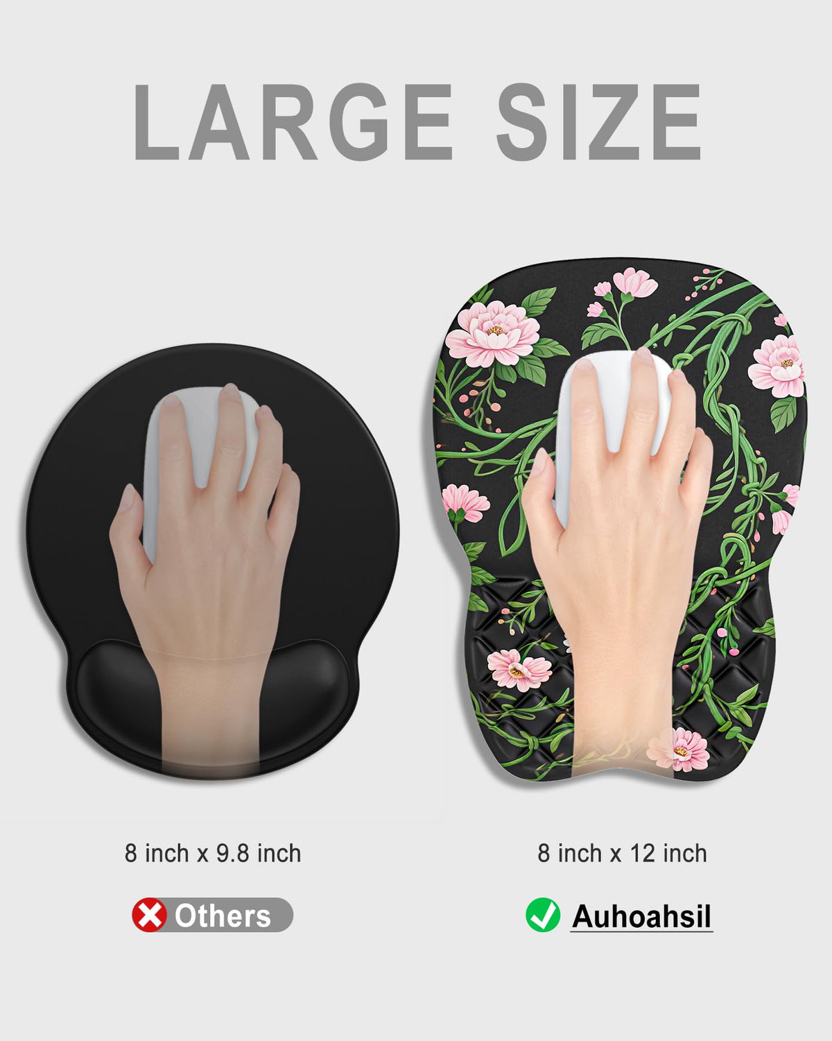 Auhoahsil Ergonomic Mouse Pad with Wrist Rest, Comfortable Slope Computer Mouse Mat with Wrist