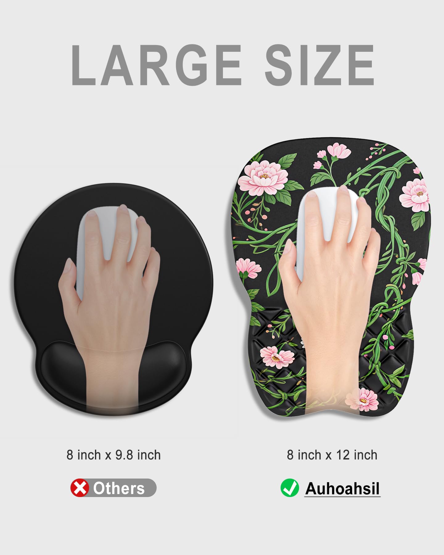 Auhoahsil Ergonomic Mouse Pad with Wrist Rest, Comfortable Slope Computer Mouse Mat with Wrist