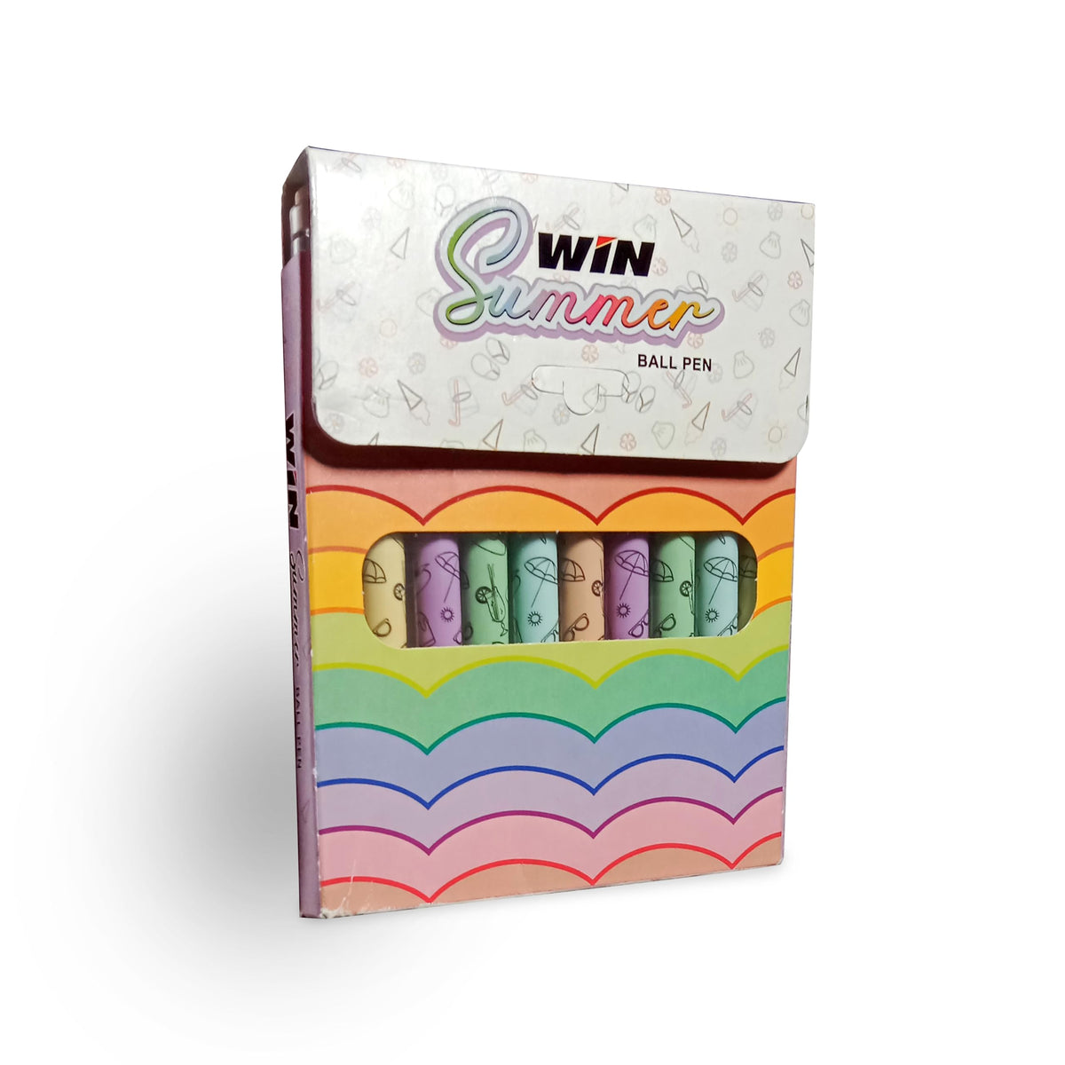 WIN Summer Ball Pens | 10 Blue Pens | 0.7 mm Tip | Pastel Colors | Smooth Writing | Students &