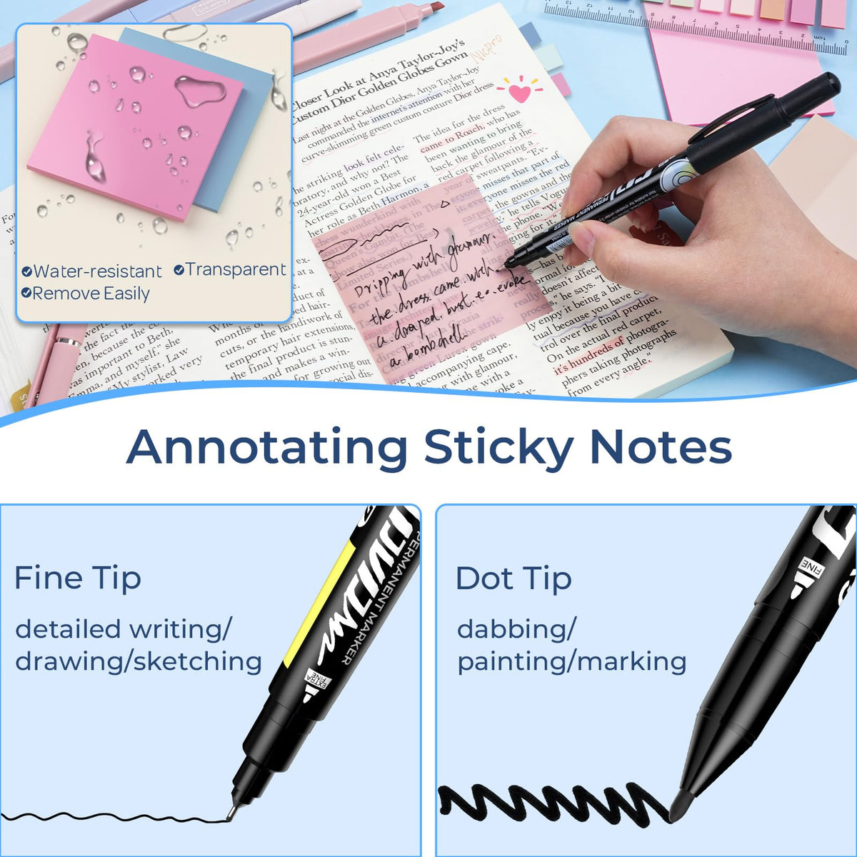 Nicpro 62 PCS Aesthetic Book Annotation Kit with Case