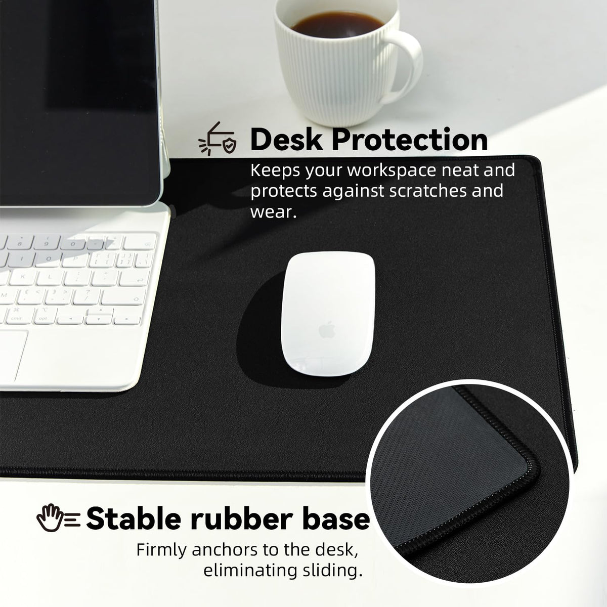 Reniteco Large Office & Gaming Mouse Pad, 35.4" x 11.8" Desk Mat, Black