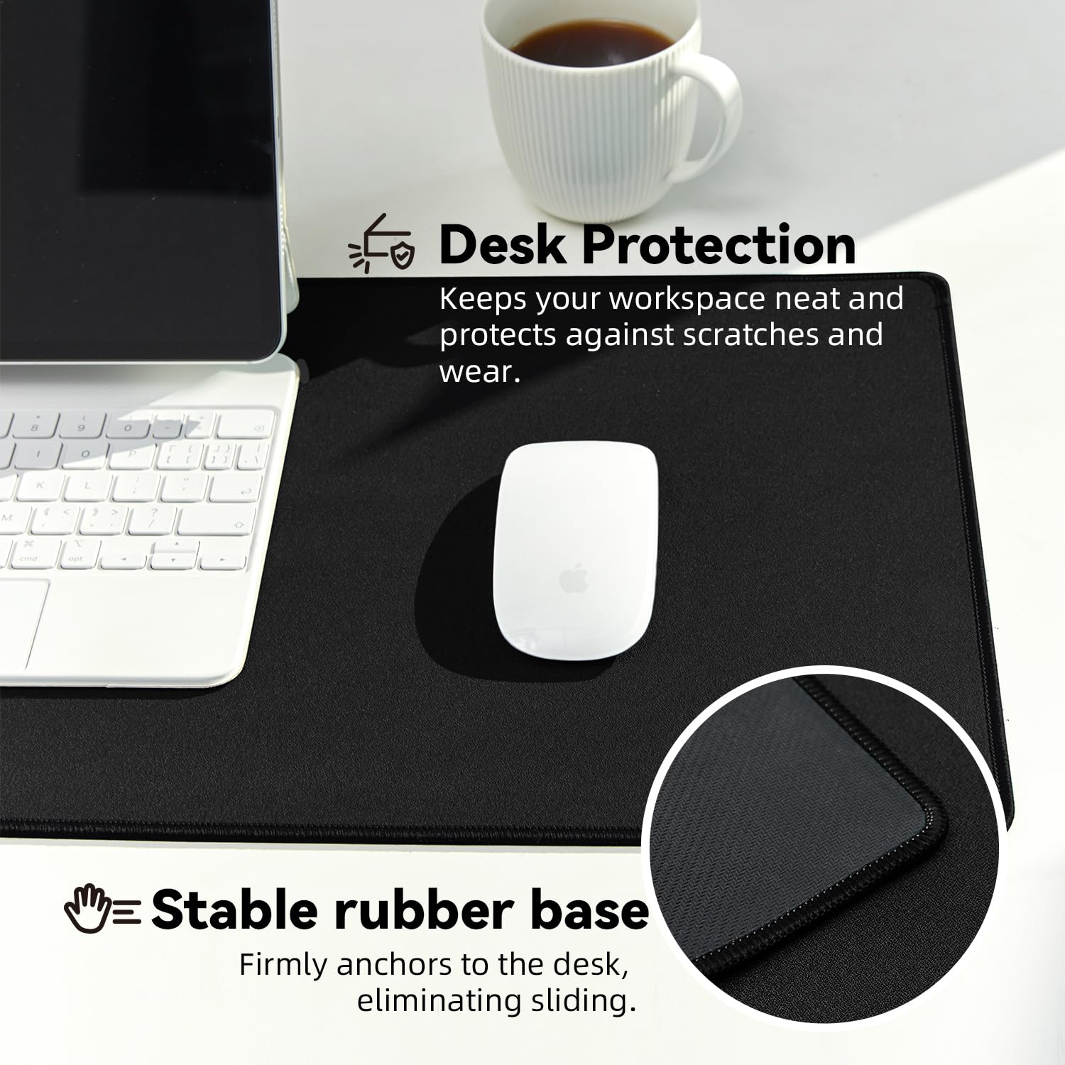 Reniteco Large Office & Gaming Mouse Pad, 35.4" x 11.8" Desk Mat, Black