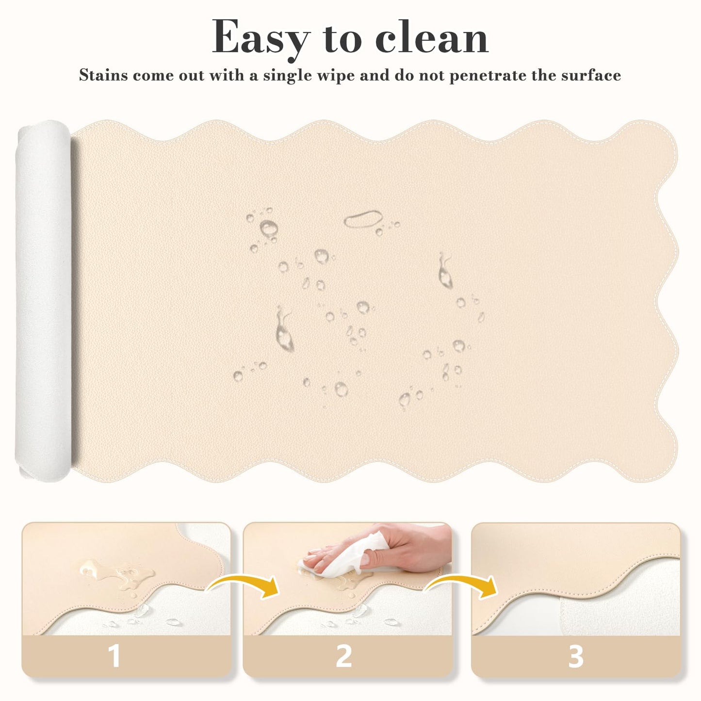 iCasso Beige Desk Blotter 35.4"x15.7", Desk Protector for Workspace