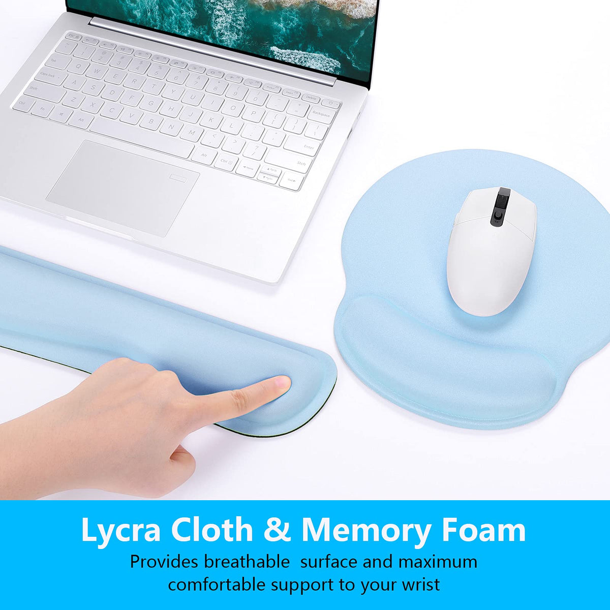 Dapesuom Keyboard Wrist Rest and Mouse Pad with Wrist Support, Memory Foam Cushion for Keyboard and