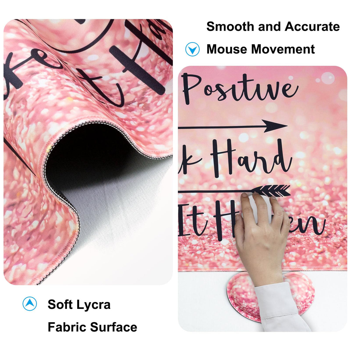 4 in 1 Mouse Pad and Keyboard Wrist Rest,Large Desk Mat,Coaster Set-Pink