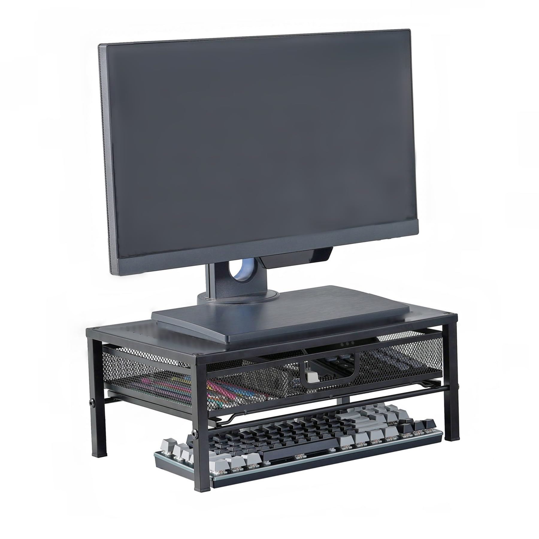 Mknana Metal Computer Stand for Desk,Monitor Riser with Drawer ,Desktop Stand for Laptop,Printer