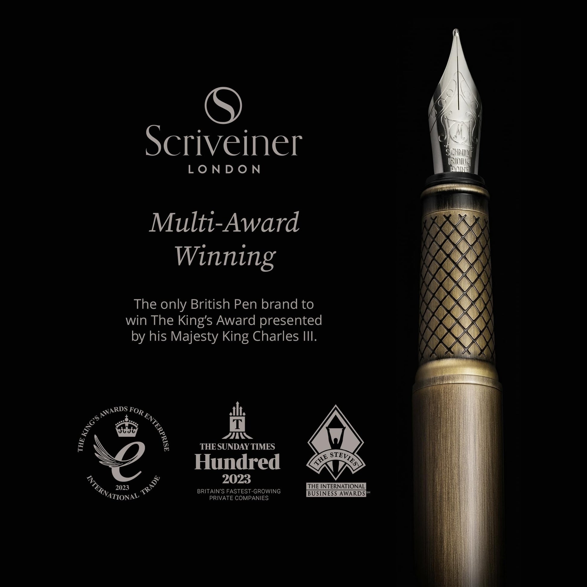 Scriveiner Luxury Fountain Pen - Stunning Bronze Luxury Pen, Schmidt Gilded Nib (Medium)