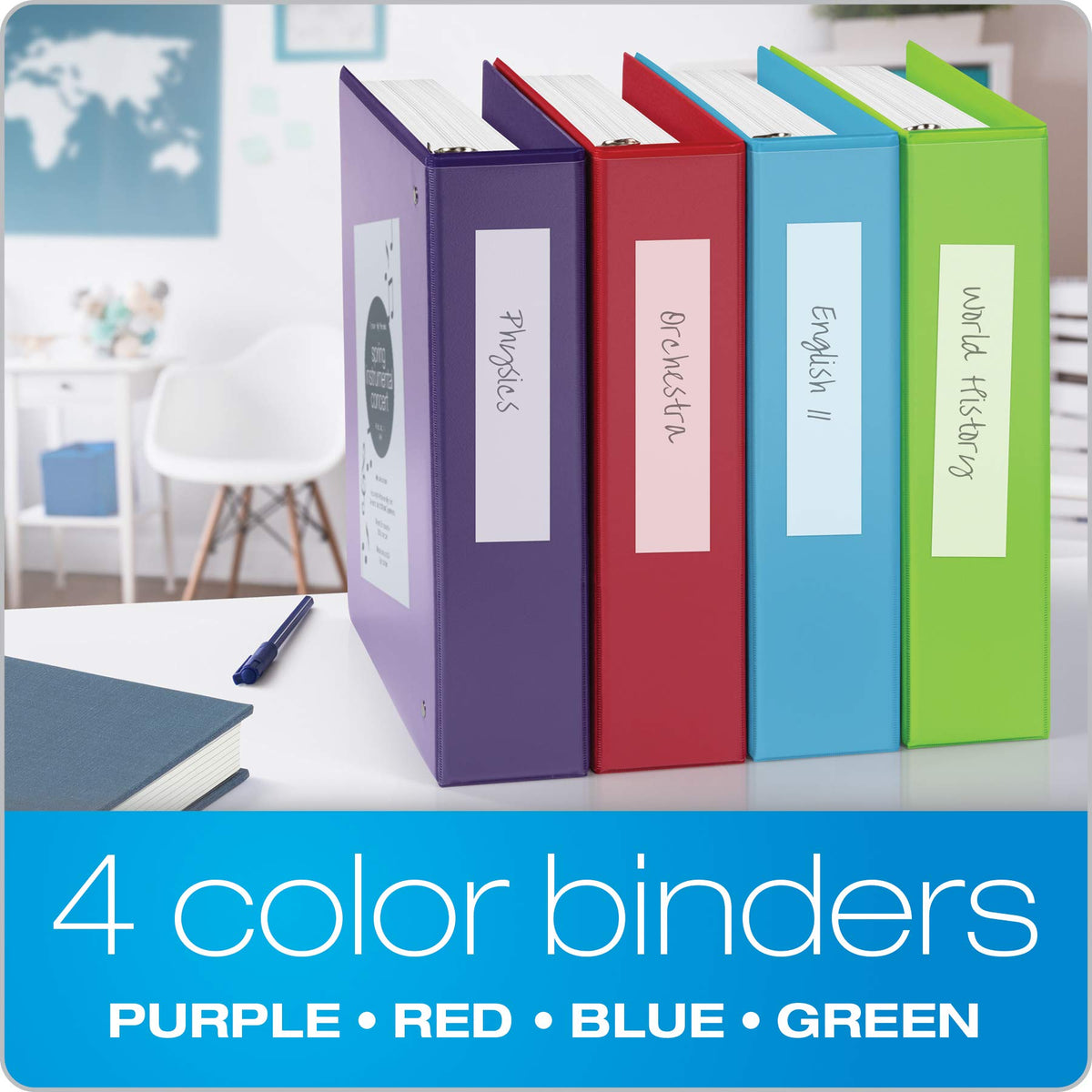 Cardinal 3 Ring Binders, Binders for School and Office, Durable 2 Inch Binder with Round Rings