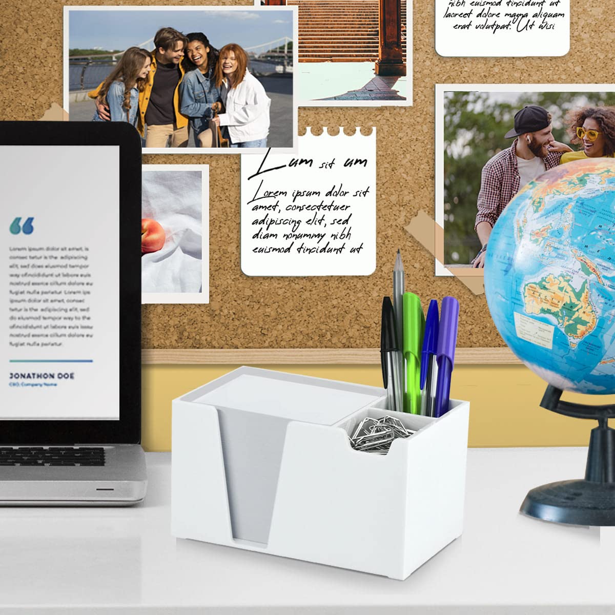 Acrimet Desktop Organizer Pencil, Pen, Paper, Clip, Caddy Holder (Plastic) (White Paper Included)