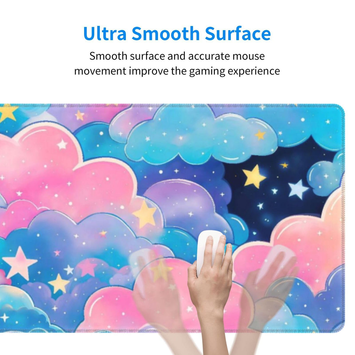TOXXU Pink Cloud Large Gaming Mouse Pad with Anti-Slip Base for Keyboard, Kawaii Colorful Extended