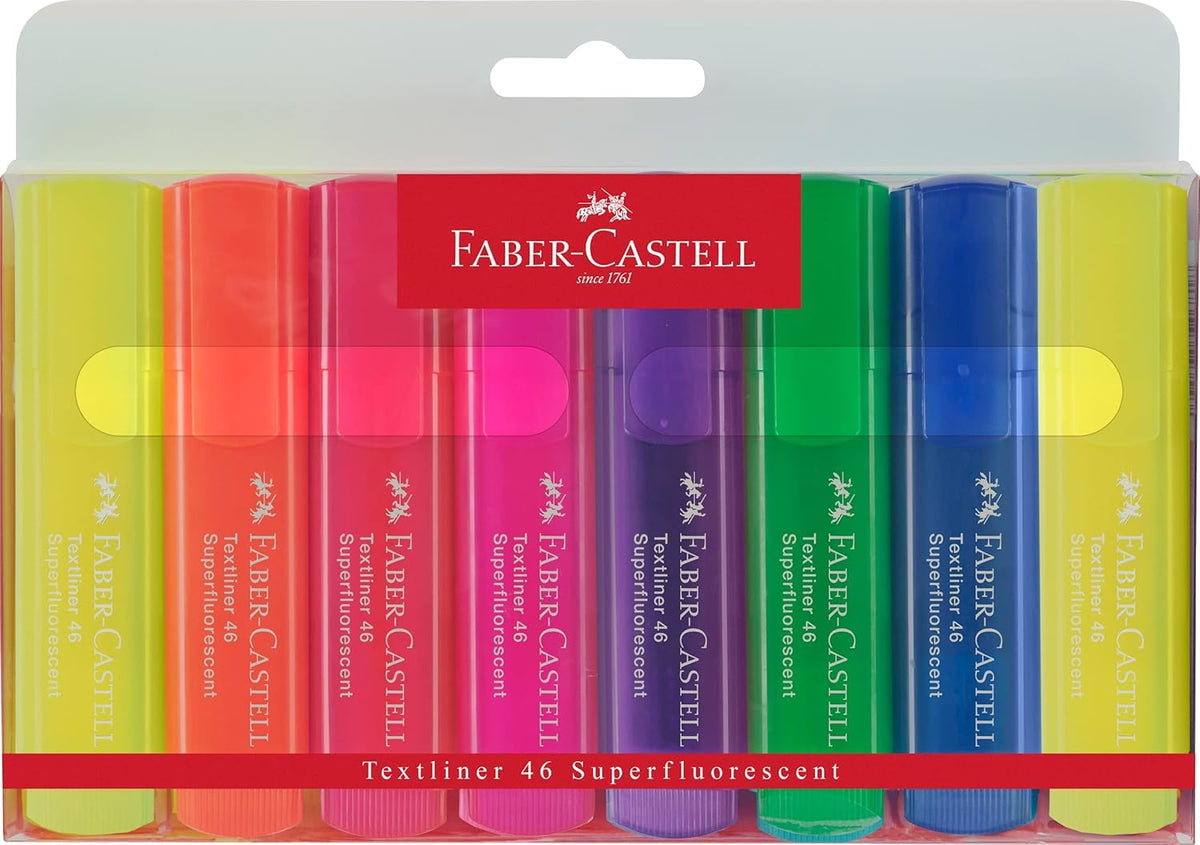 Faber-Castell Pastel Highlighter Set - 8 Chisel Tip Highlighter Pens in Assorted Pastel Colors