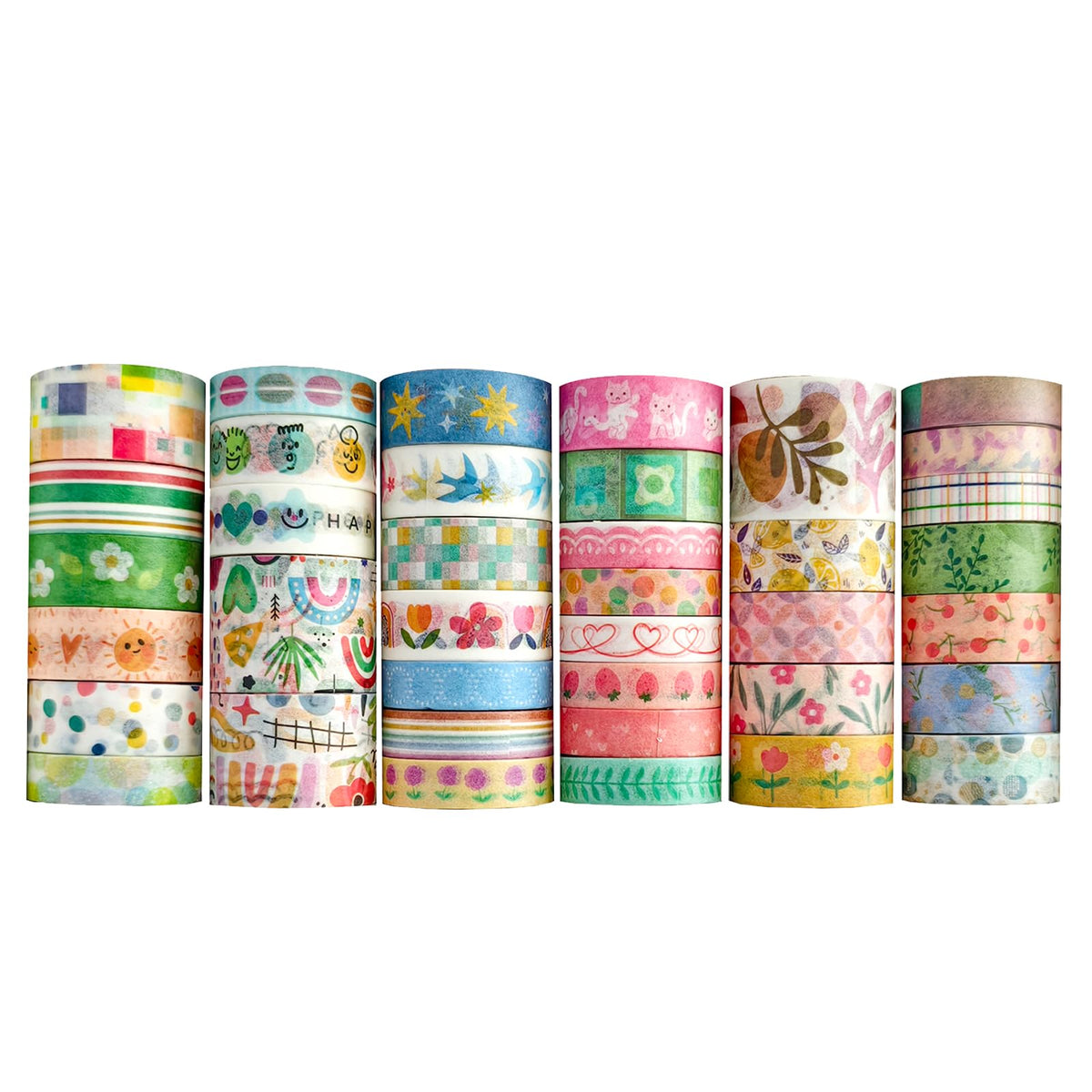 Bomichi 38 Rolls Washi Tape Aesthetic Colored Decorative