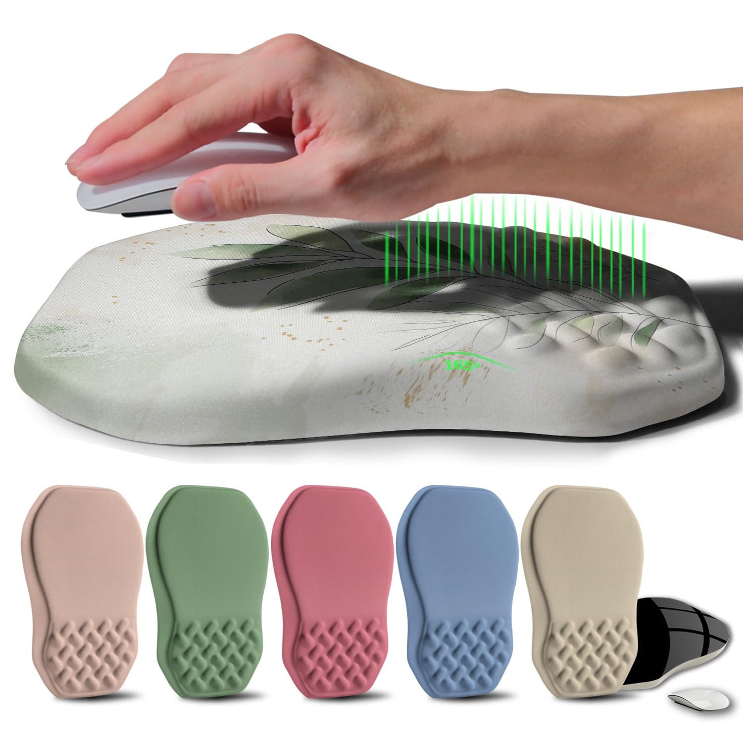 Gleamtide Ergonomic Raised Mouse Pad Wrist Support with Bilateral Slope Memory Foam Mousepad for