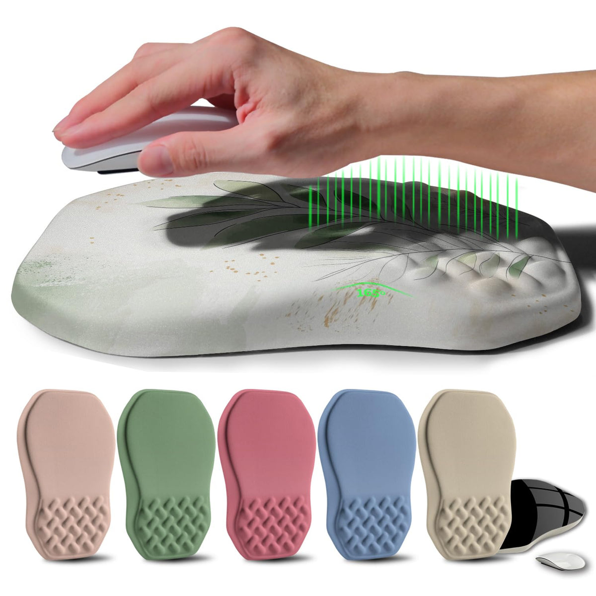 Gleamtide Ergonomic Raised Mouse Pad Wrist Support with Bilateral Slope Memory Foam Mousepad for